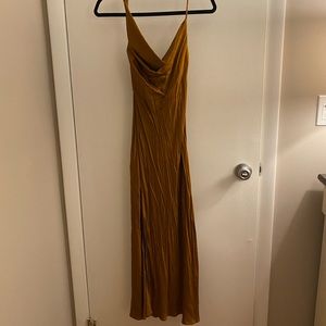 Copper silk slip dress